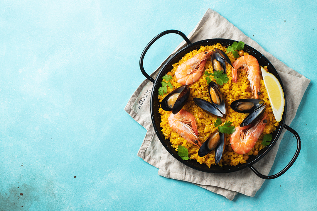 Seafood paella is considered one of the most iconic dishes of Spanish cuisine.