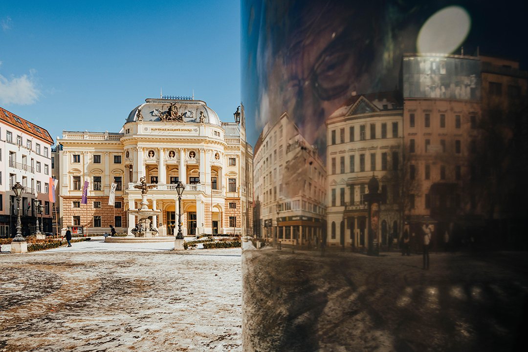 Stavba Slovaškega narodnega gledališča predstavlja pomembno kulturno središče sodobne Bratislave.